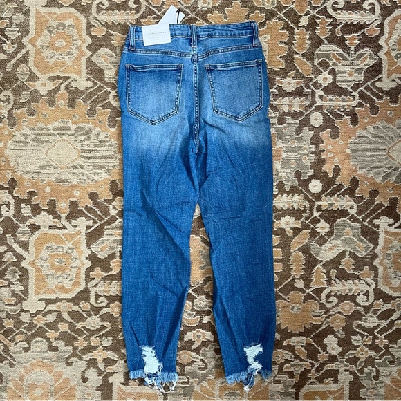 Jelly Jeans Winona High Rise Light Indigo Blue Denim Distressed Straight Jeans - Picture 2 of 9